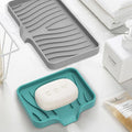 NEW Silicone Self Draining Soap Dish Holder Tray Sink Sponge Caddy Organizer