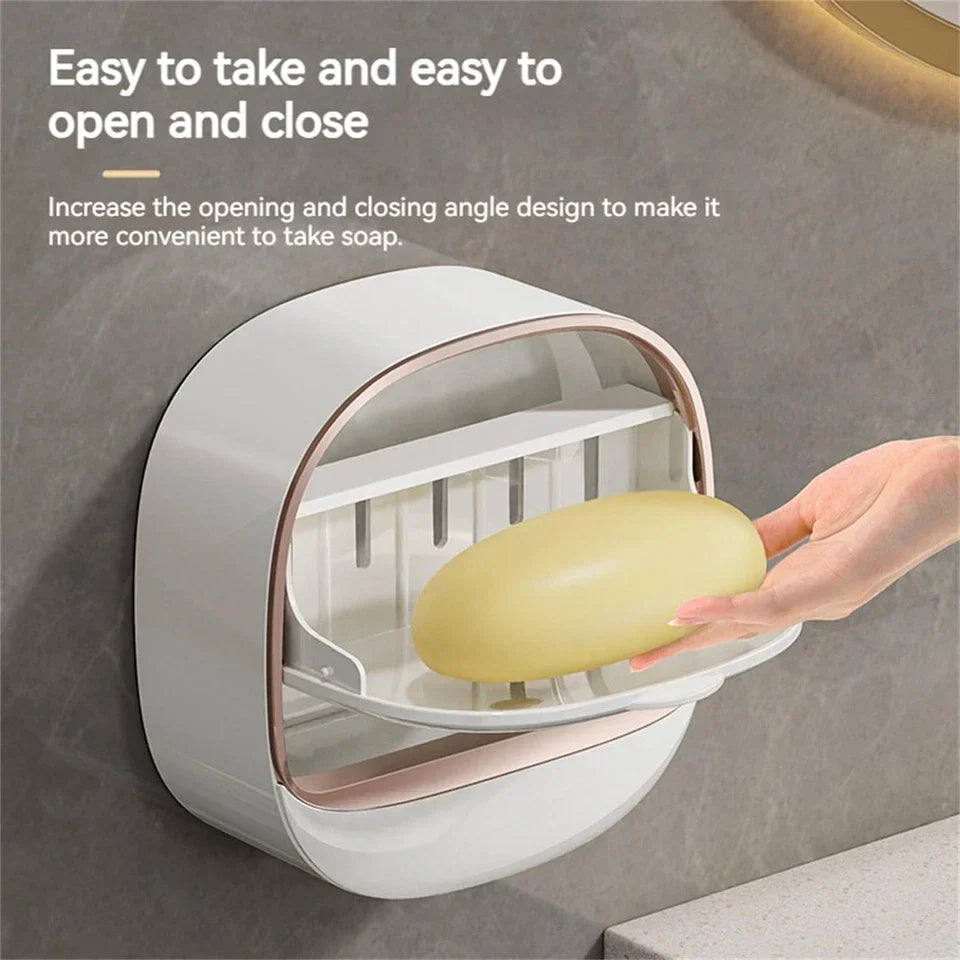 Soap Dish with Drainage Box, Wall Mounted Soap Holder for Shower