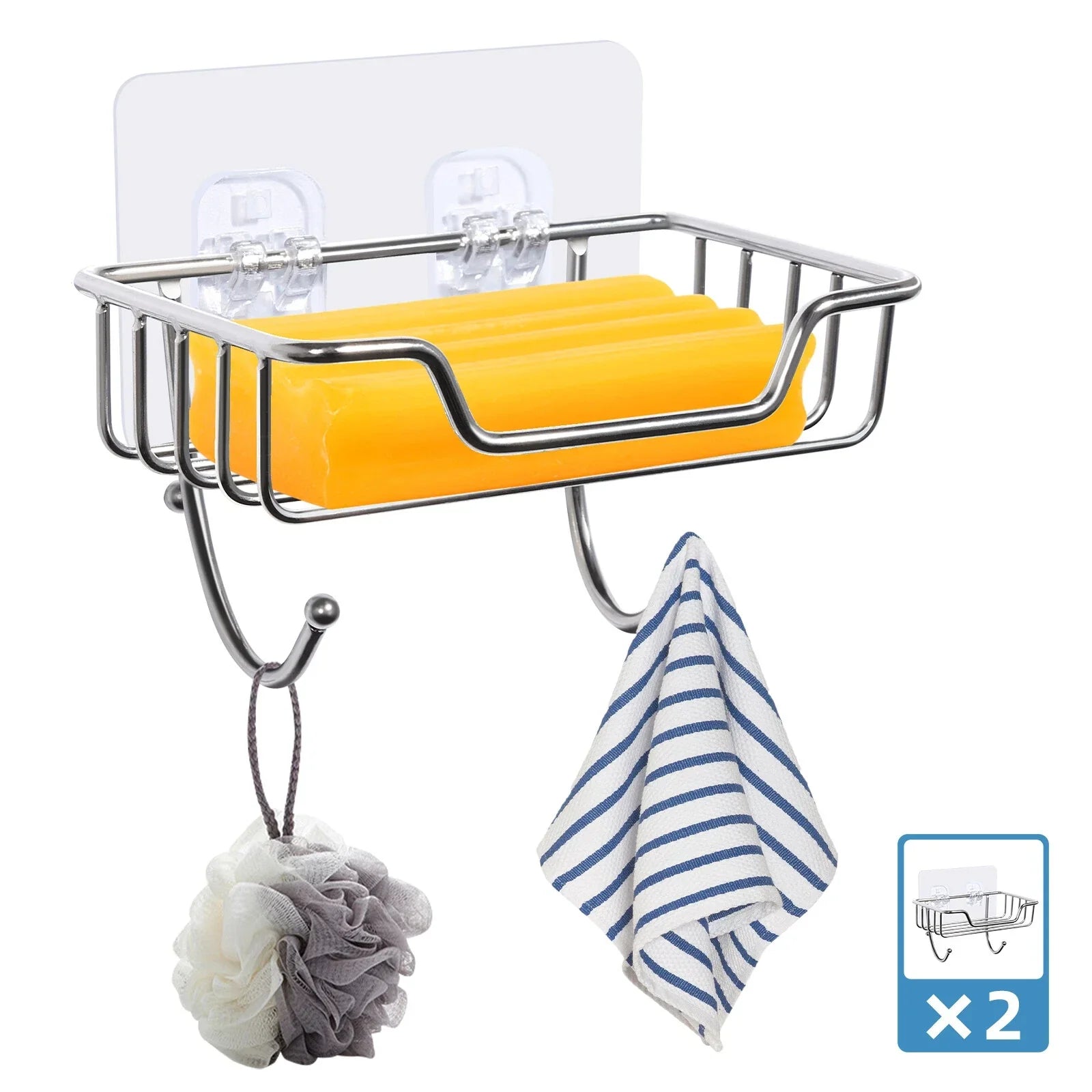 Soap Dish Stainless Steel Wall Mounted Holder Bar Bathroom Shower Basket