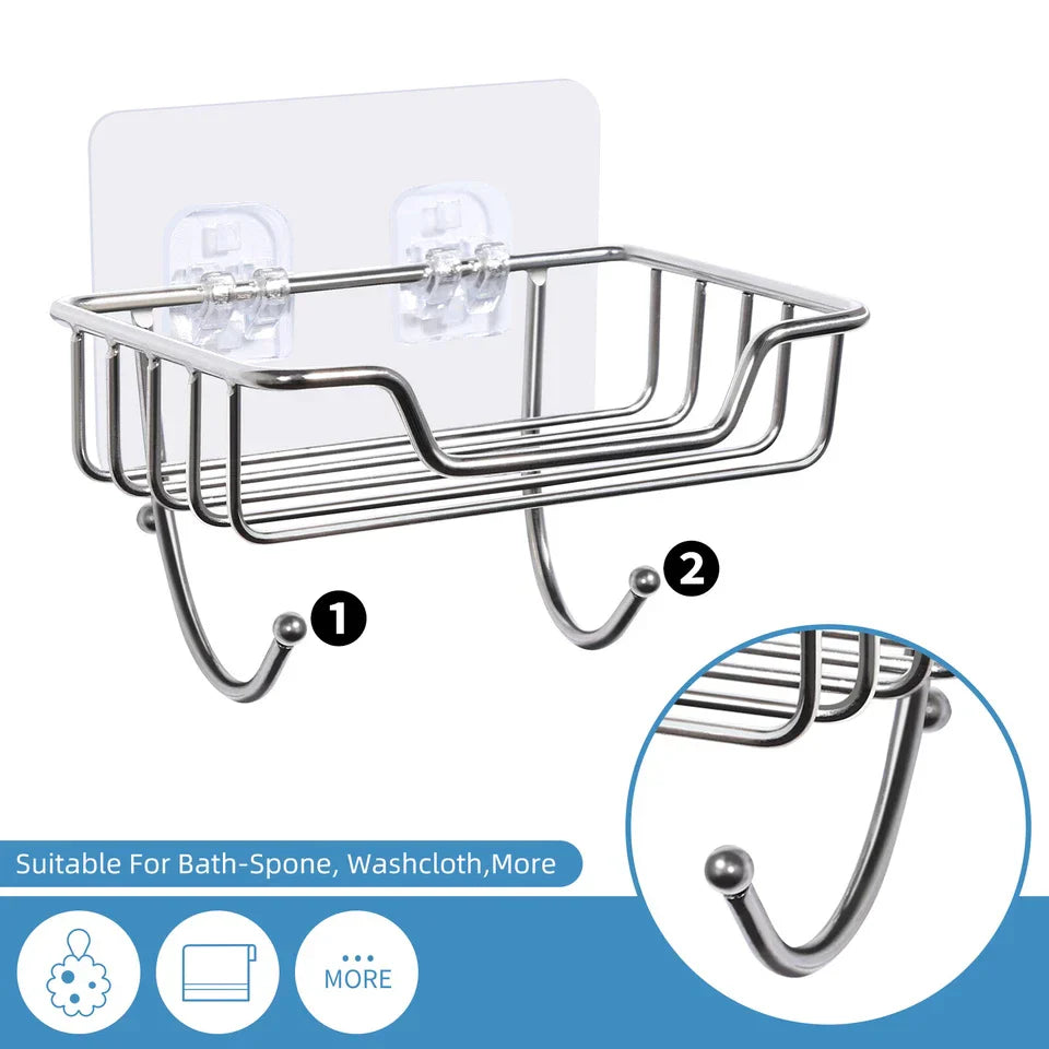 Soap Dish Stainless Steel Wall Mounted Holder Bar Bathroom Shower Basket